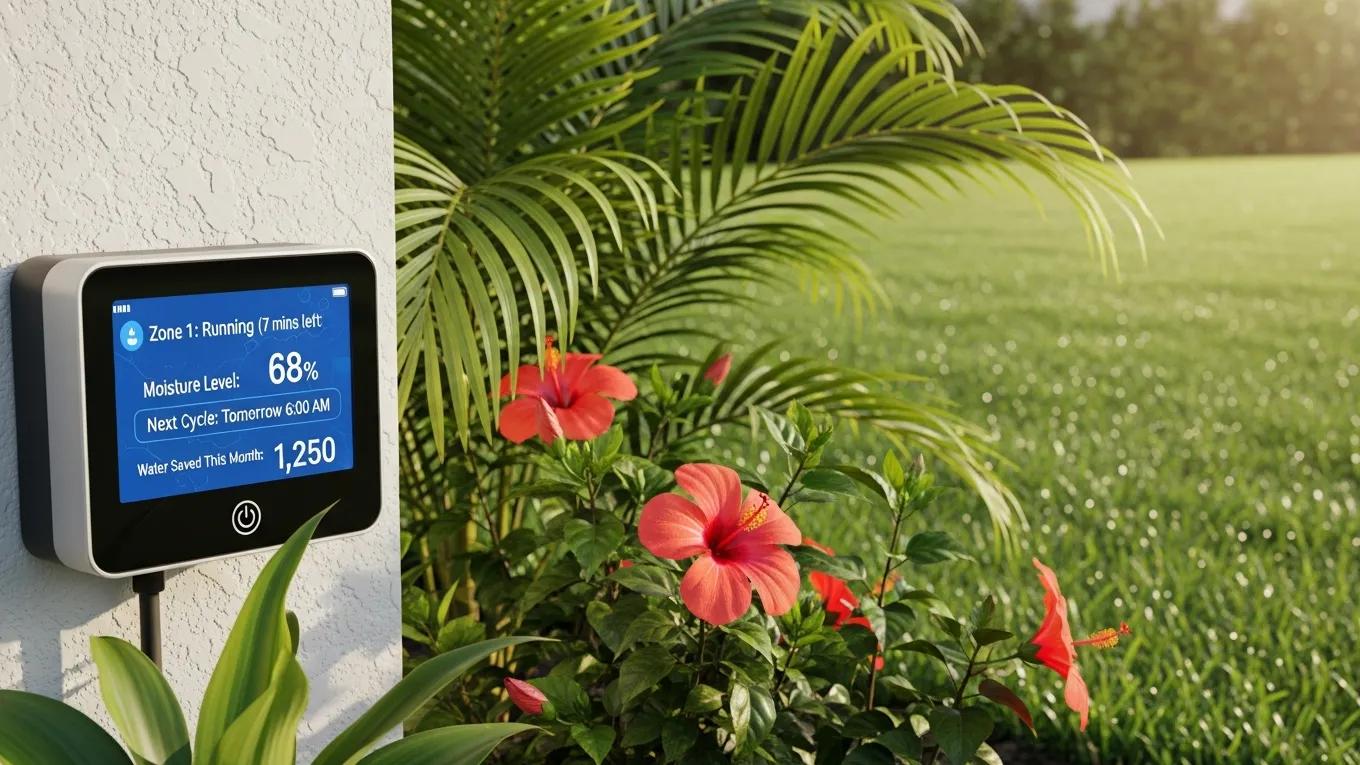 Smart irrigation controller optimizing water usage in a Palm Beach landscape
